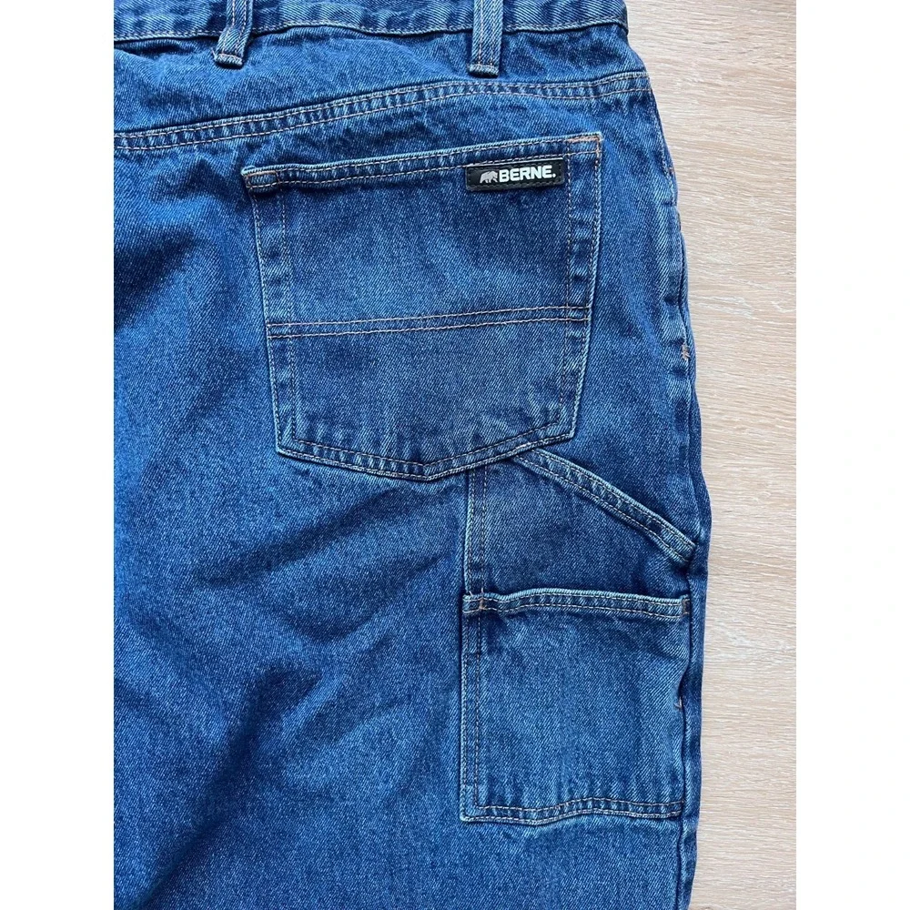Berne Relaxed Fit Carpenter Jeans Mens 52x30 Blue Denim Cotton Straight Leg